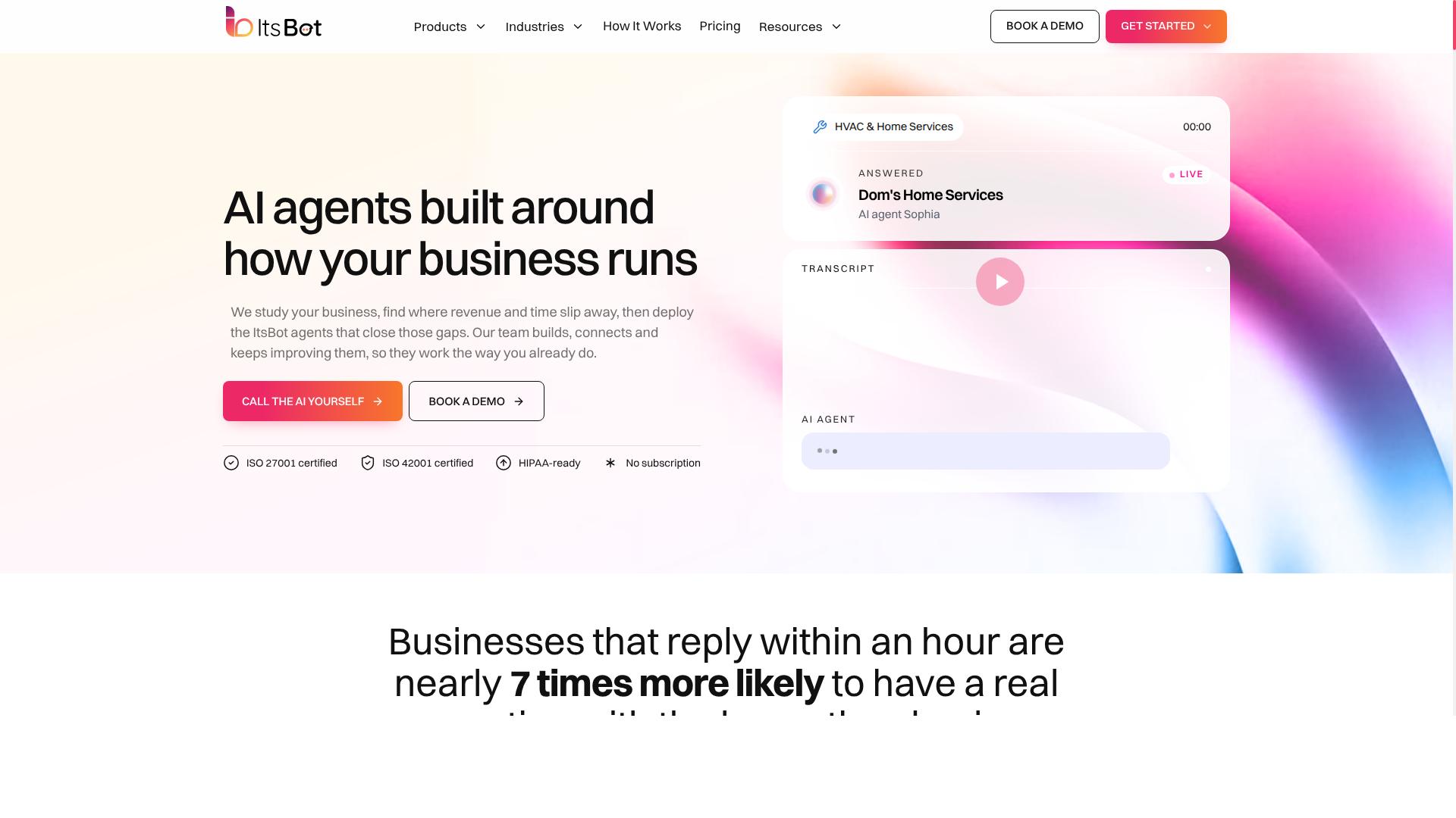 Com.bot for Agencies website